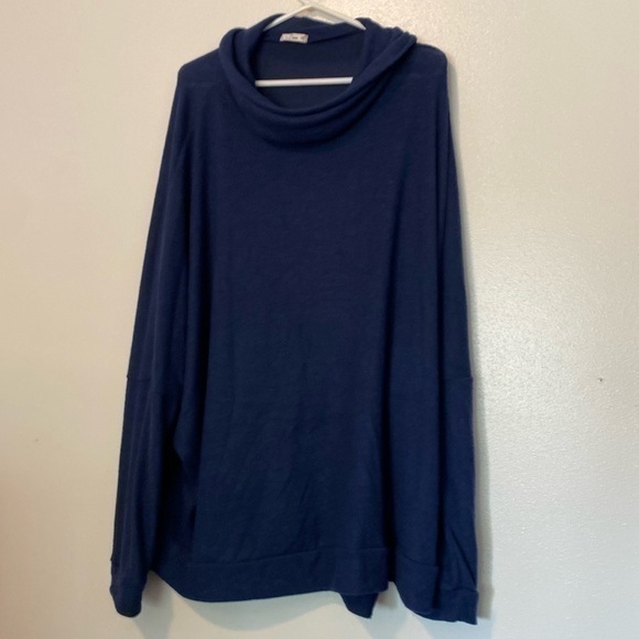 E.Luna Cowl Tall Neck Slouch Navy Long Sleeve Uber Soft Sweater 2xl